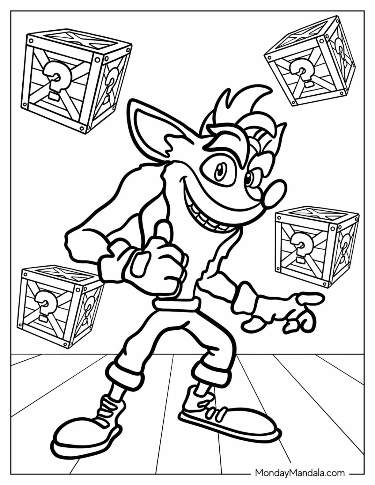 Çocuklar İçin Crash Bandicoot Boyama Sayfaları 