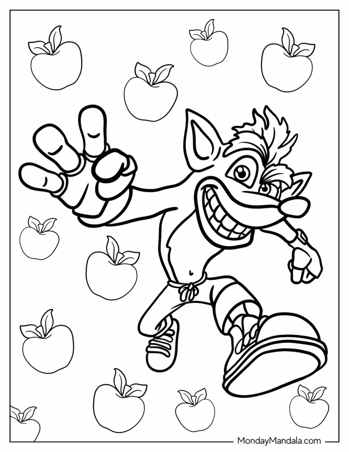 Çocuklar İçin Crash Bandicoot Boyama Sayfaları 