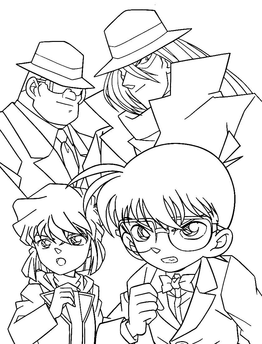 Çocuklar İçin Detective Conan Boyama Sayfaları 