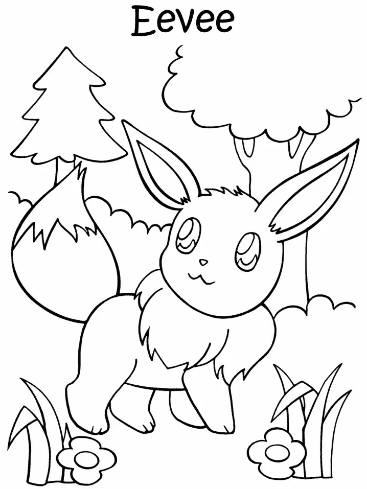 Çocuklar İçin Eevee Pokemon Boyama Sayfaları 
