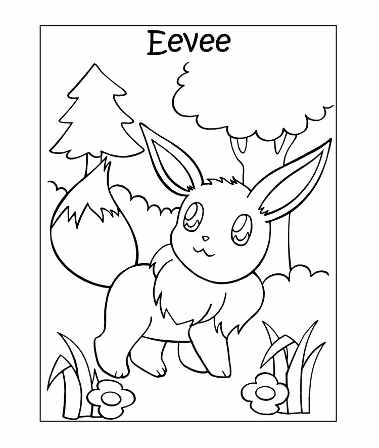 Çocuklar İçin Eevee Pokemon Boyama Sayfaları 