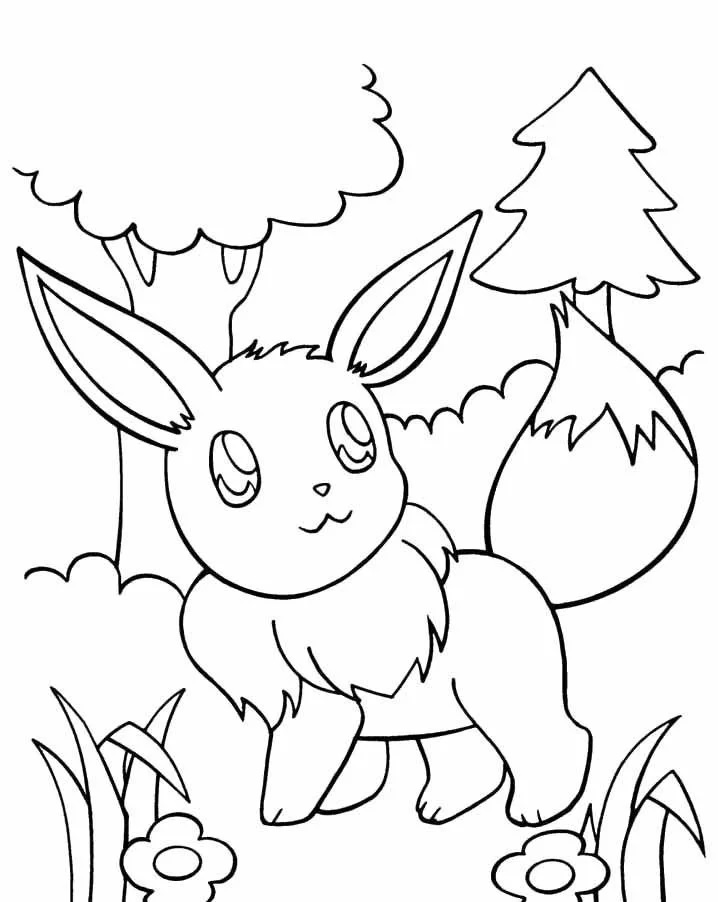 Çocuklar İçin Eevee Pokemon Boyama Sayfaları 