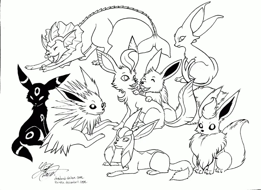 Çocuklar İçin Eevee Pokemon Boyama Sayfaları 