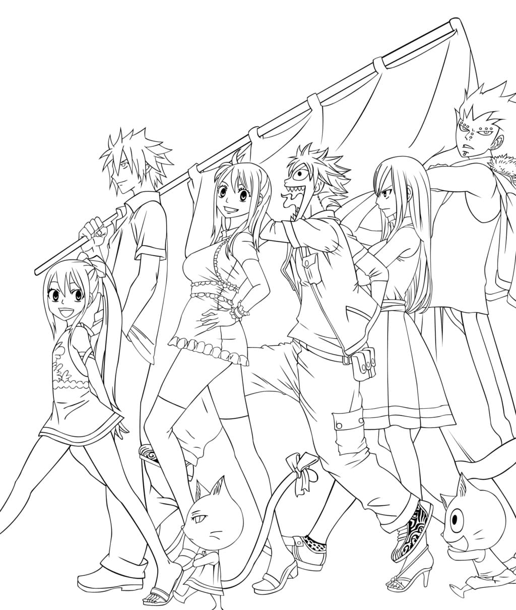 Çocuklar İçin Fairy Tail Boyama Sayfaları 