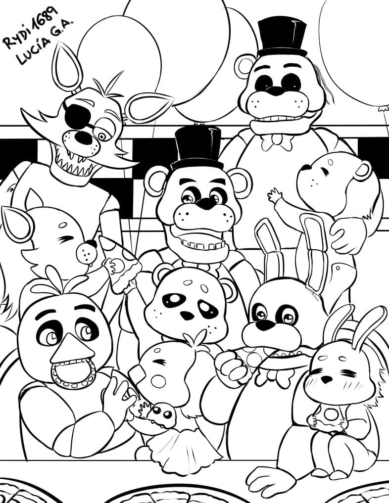 Çocuklar İçin Five Nights At Freddy Boyama Sayfaları 