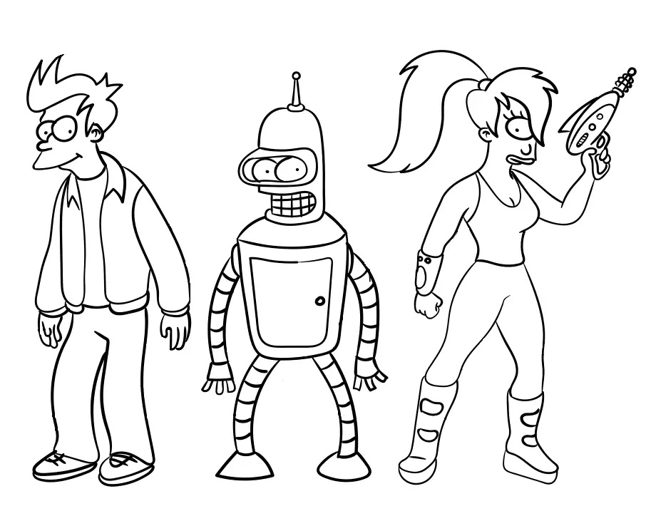 Çocuklar İçin Futurama Boyama Sayfaları 