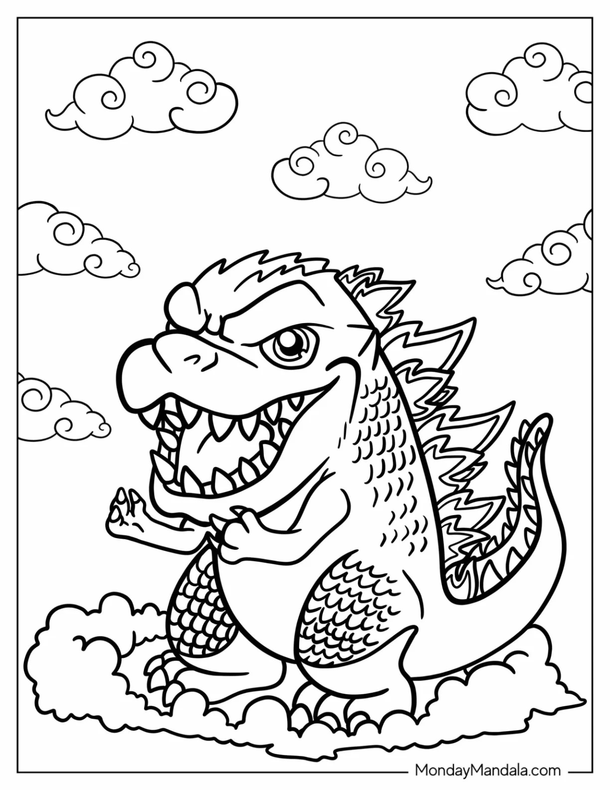 Çocuklar İçin Godzilla Boyama Sayfaları 