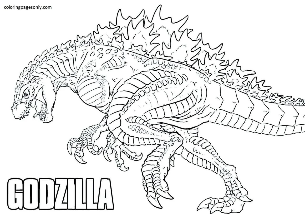 Çocuklar İçin Godzilla Boyama Sayfaları 