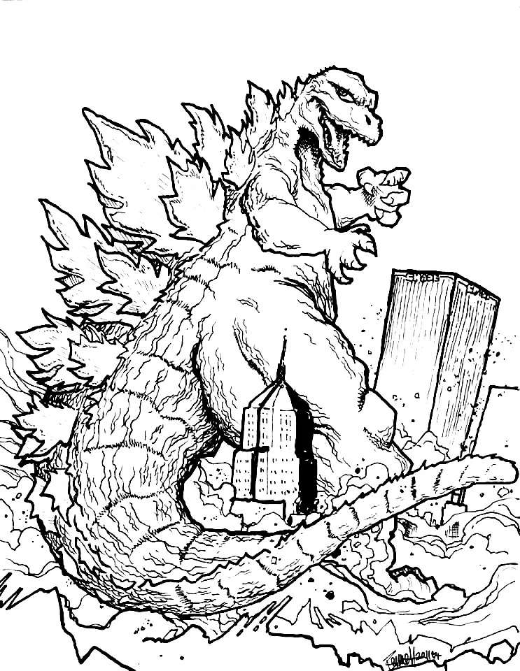 Çocuklar İçin Godzilla Boyama Sayfaları 