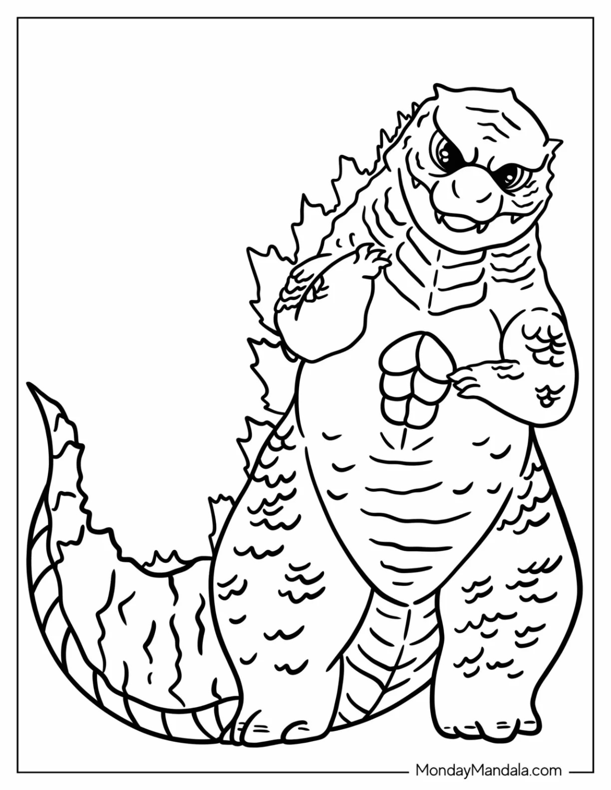 Çocuklar İçin Godzilla Boyama Sayfaları 