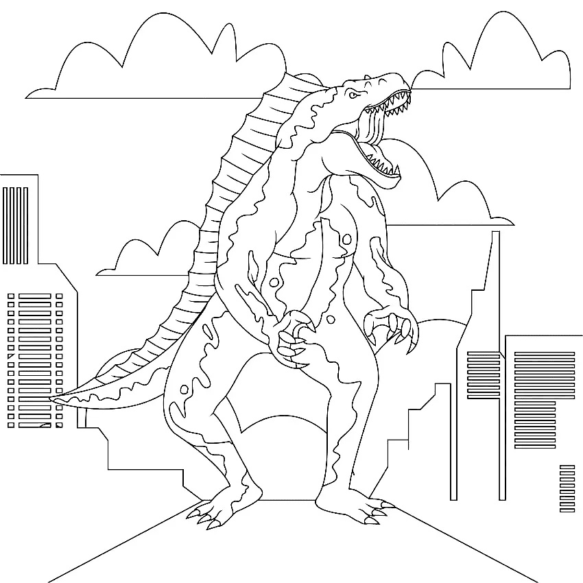 Çocuklar İçin Godzilla Boyama Sayfaları 