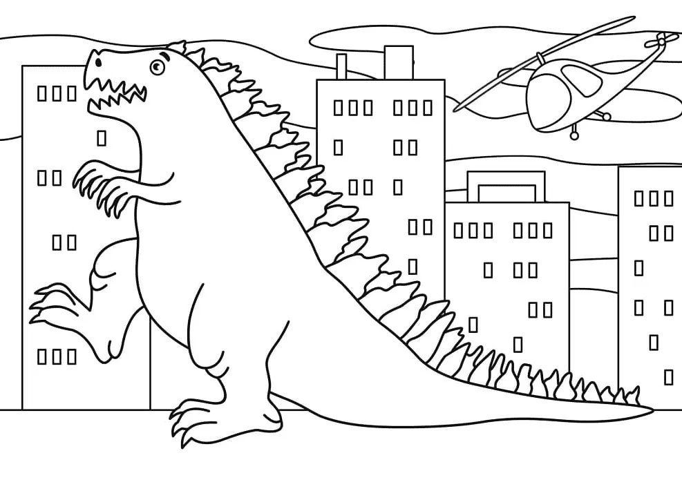 Çocuklar İçin Godzilla Boyama Sayfaları 