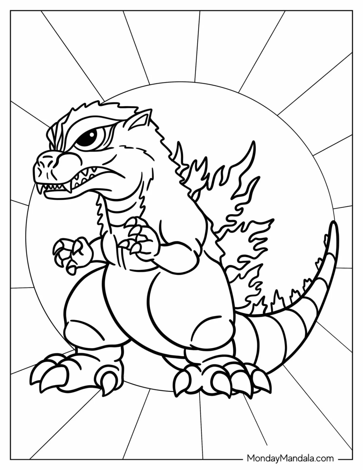 Çocuklar İçin Godzilla Boyama Sayfaları 