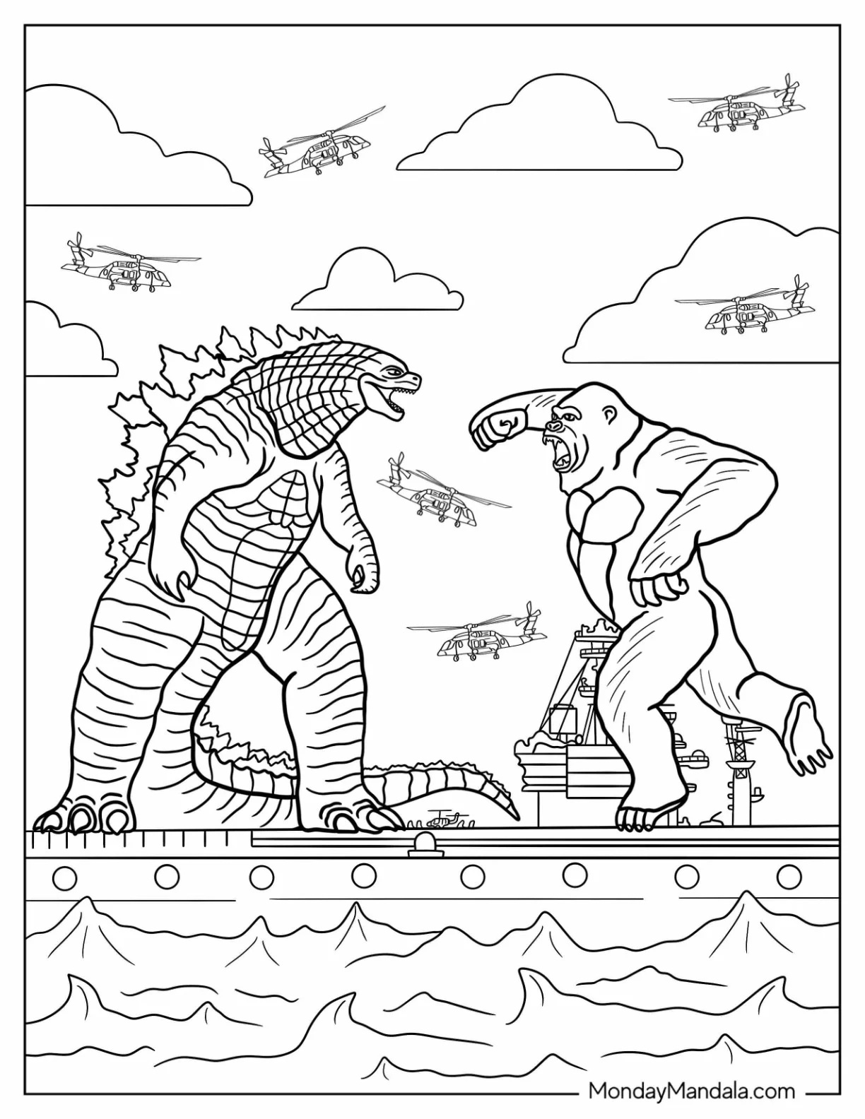 Çocuklar İçin Godzilla Boyama Sayfaları 