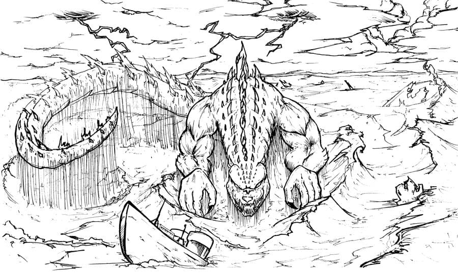 Çocuklar İçin Godzilla Boyama Sayfaları 