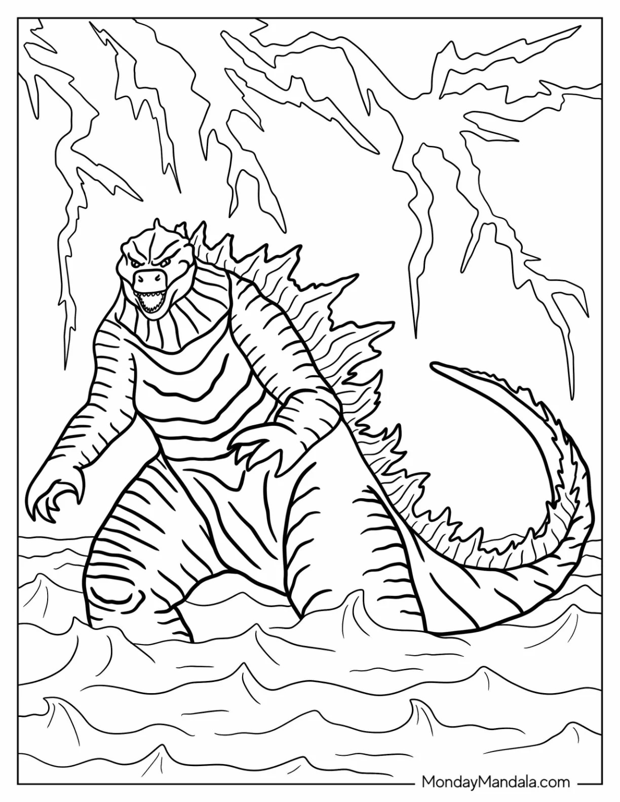 Çocuklar İçin Godzilla Boyama Sayfaları 