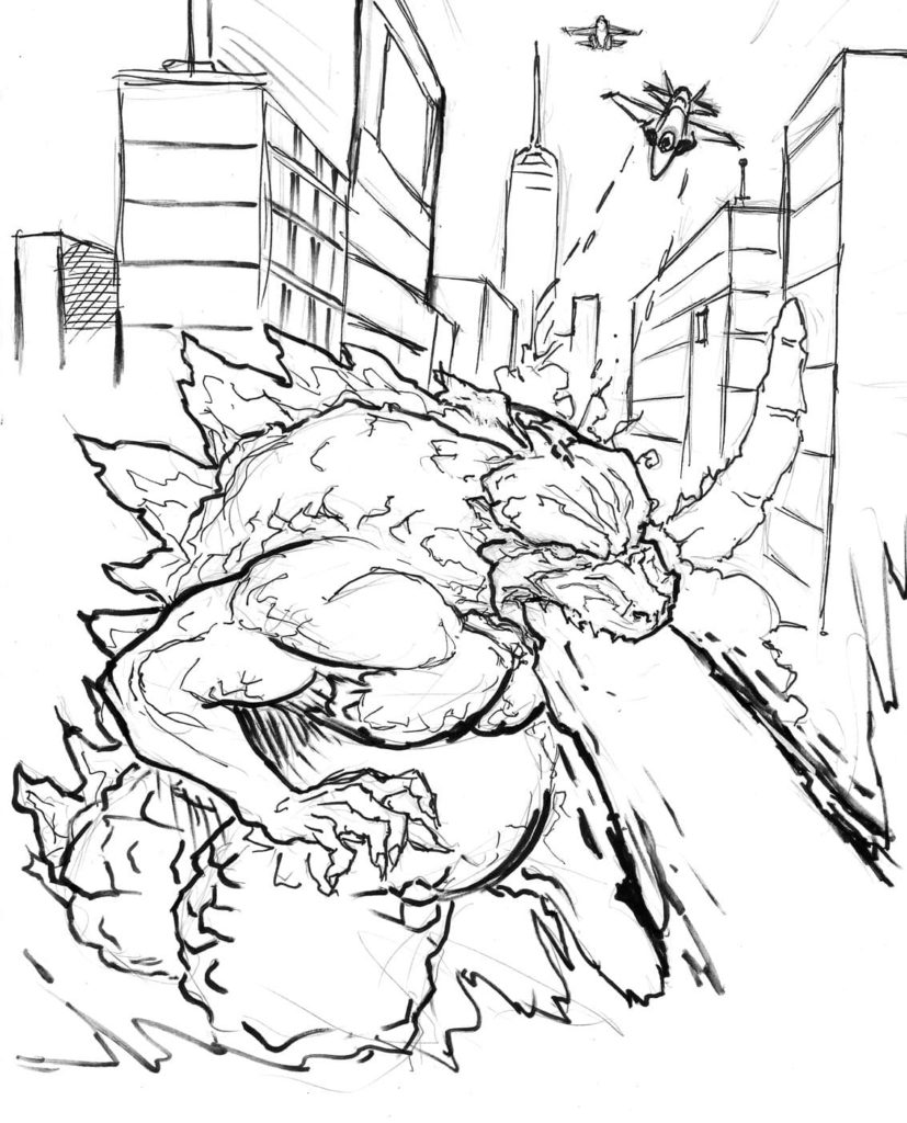 Çocuklar İçin Godzilla Boyama Sayfaları 