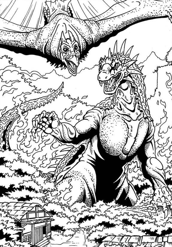 Çocuklar İçin Godzilla Boyama Sayfaları 