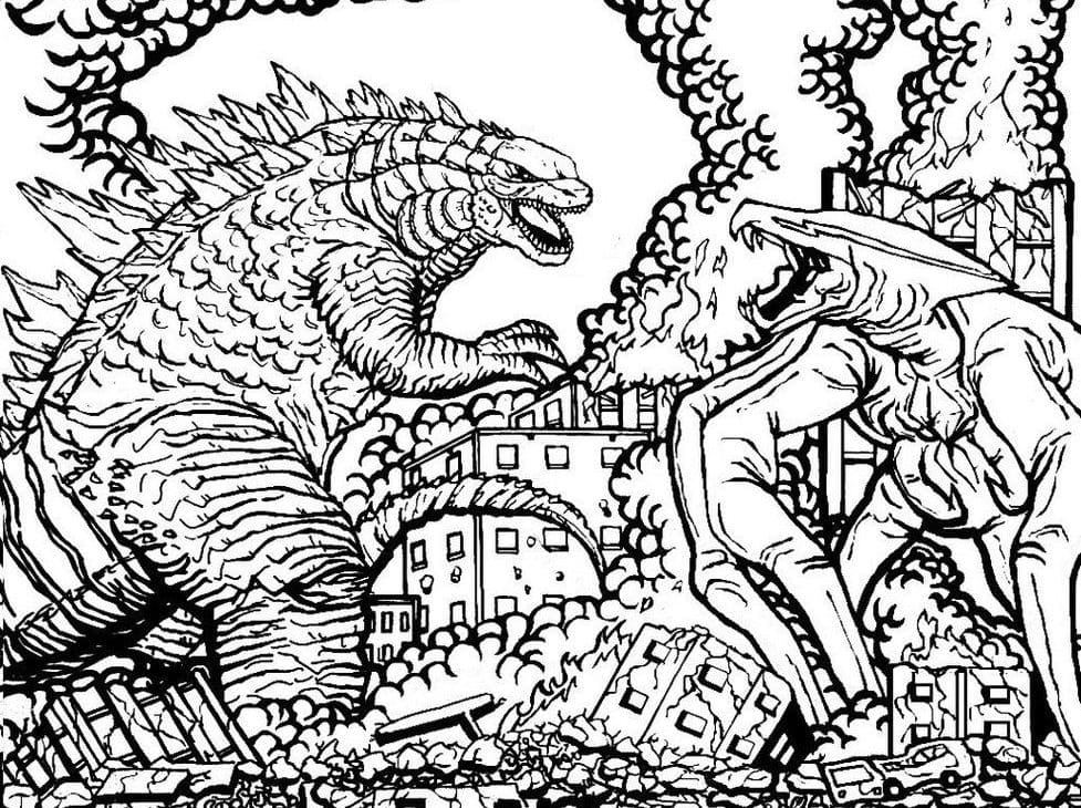 Çocuklar İçin Godzilla Boyama Sayfaları 