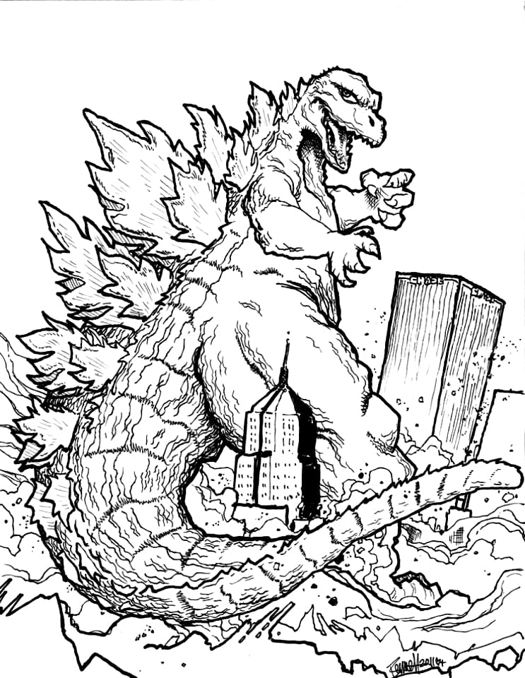 Çocuklar İçin Godzilla Boyama Sayfaları 