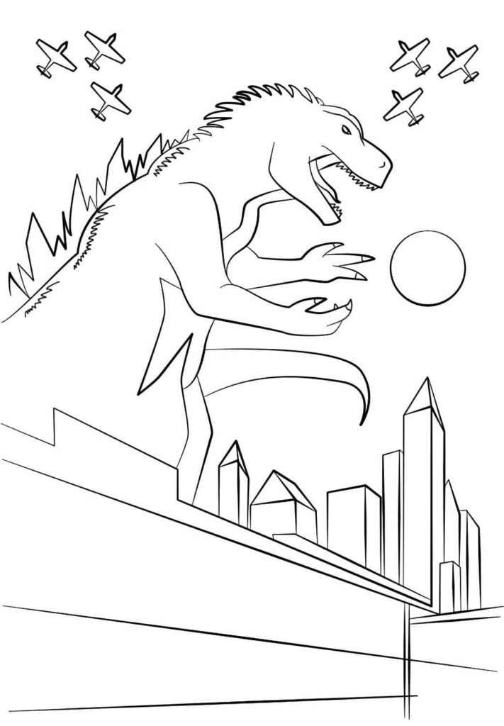 Çocuklar İçin Godzilla Boyama Sayfaları 