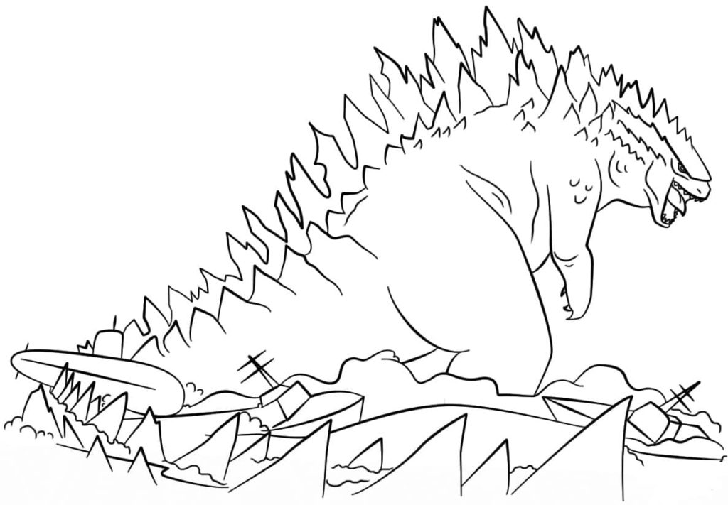 Çocuklar İçin Godzilla Boyama Sayfaları 