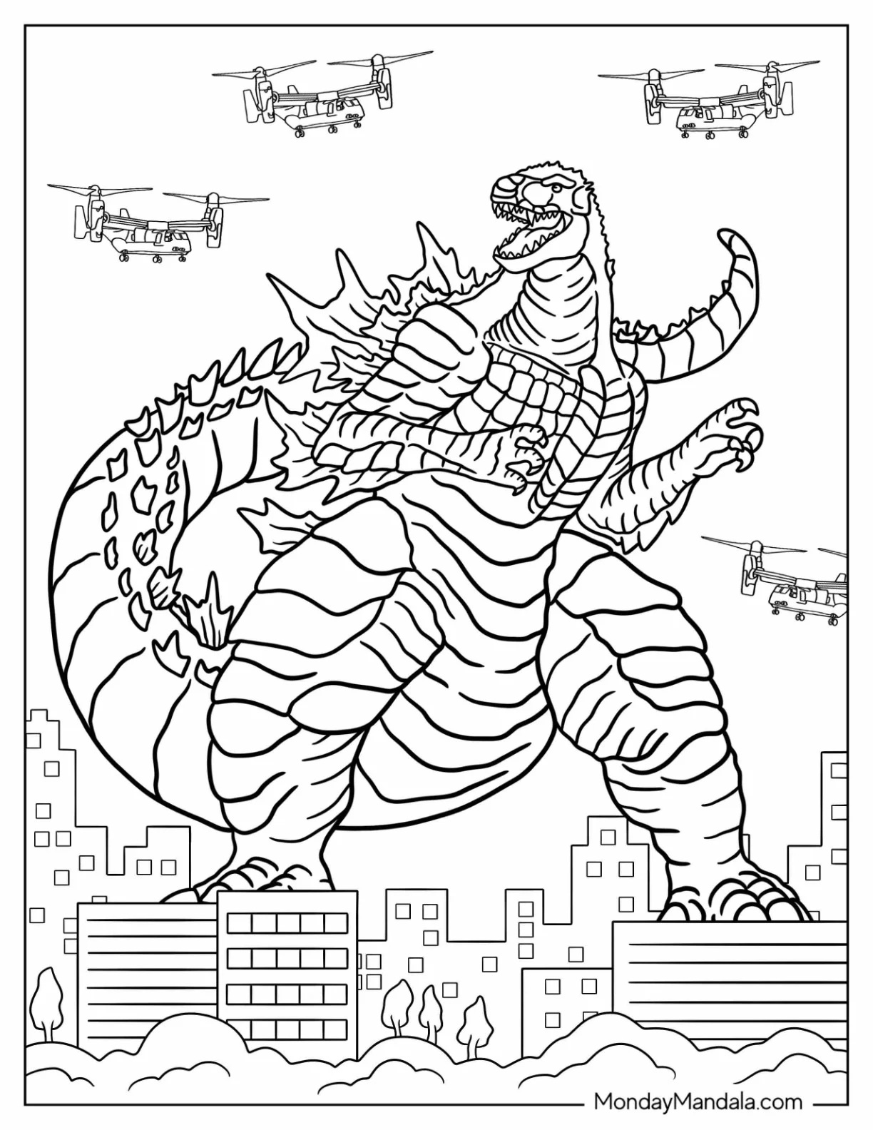 Çocuklar İçin Godzilla Boyama Sayfaları 