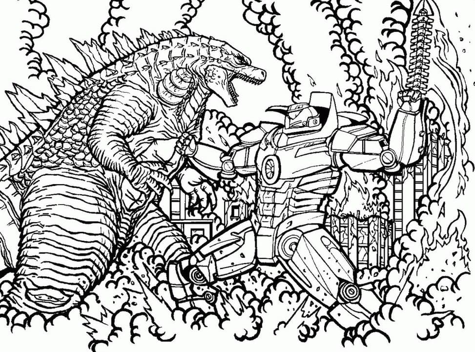 Çocuklar İçin Godzilla Boyama Sayfaları 