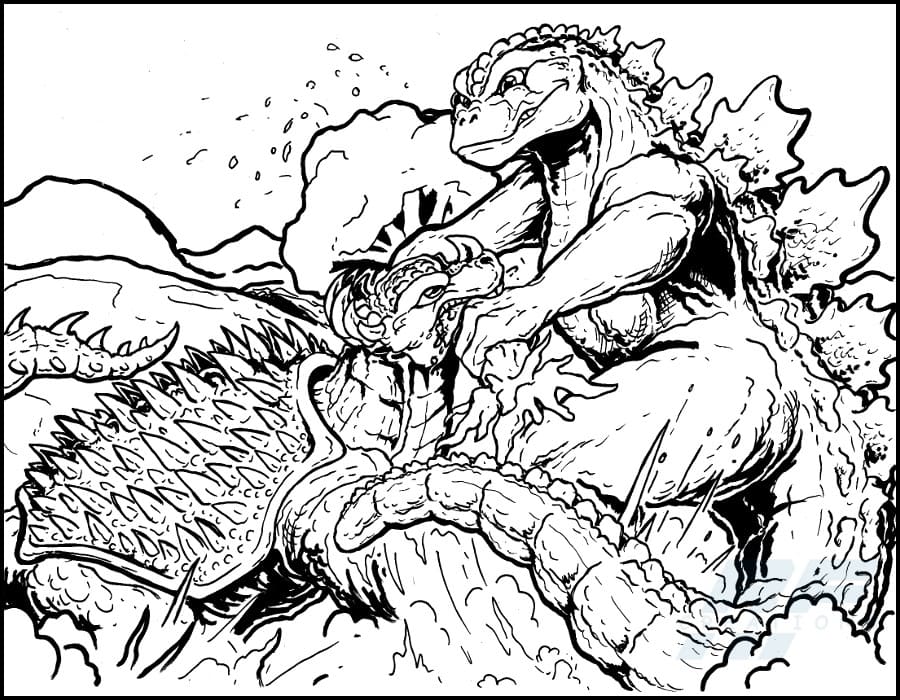 Çocuklar İçin Godzilla Boyama Sayfaları 