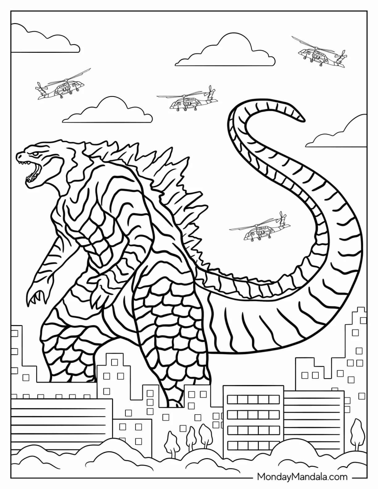 Çocuklar İçin Godzilla Boyama Sayfaları 