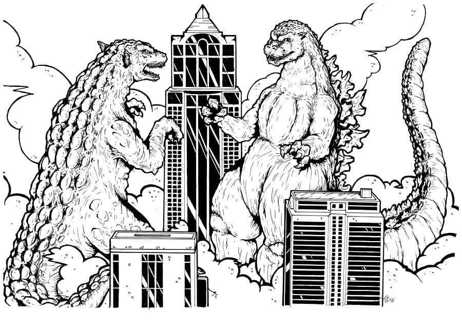 Çocuklar İçin Godzilla Boyama Sayfaları 