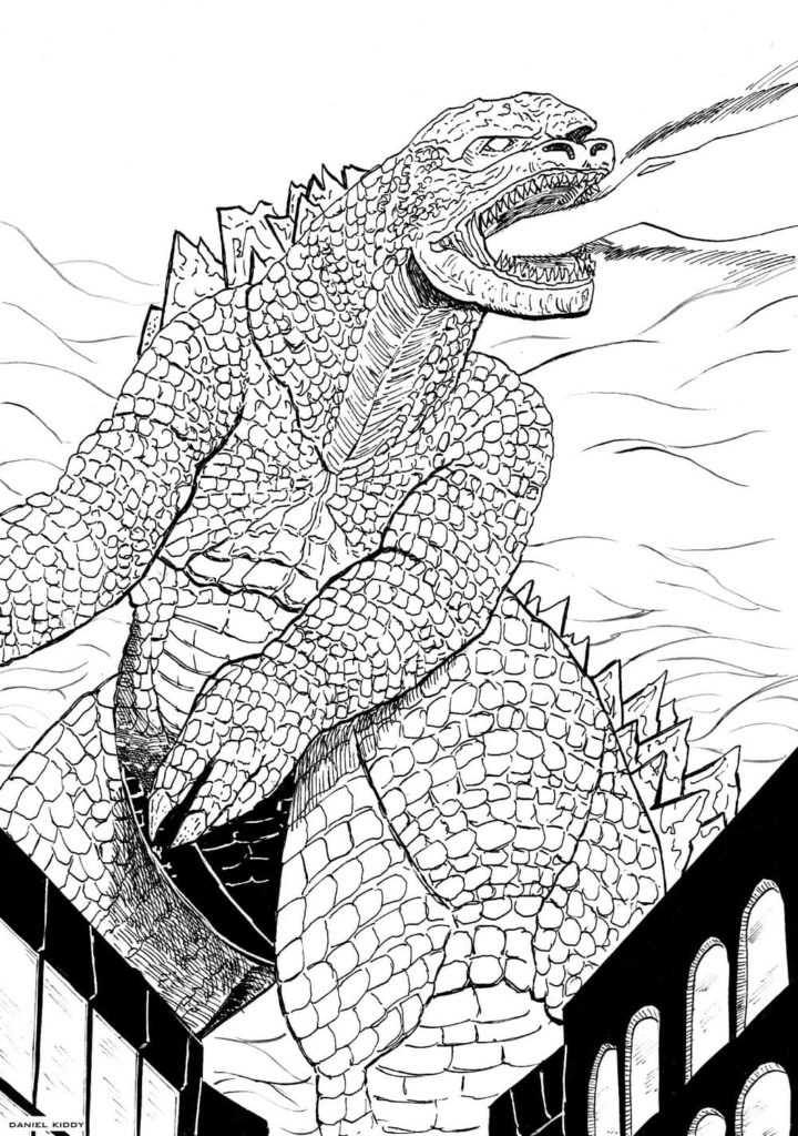 Çocuklar İçin Godzilla Boyama Sayfaları 