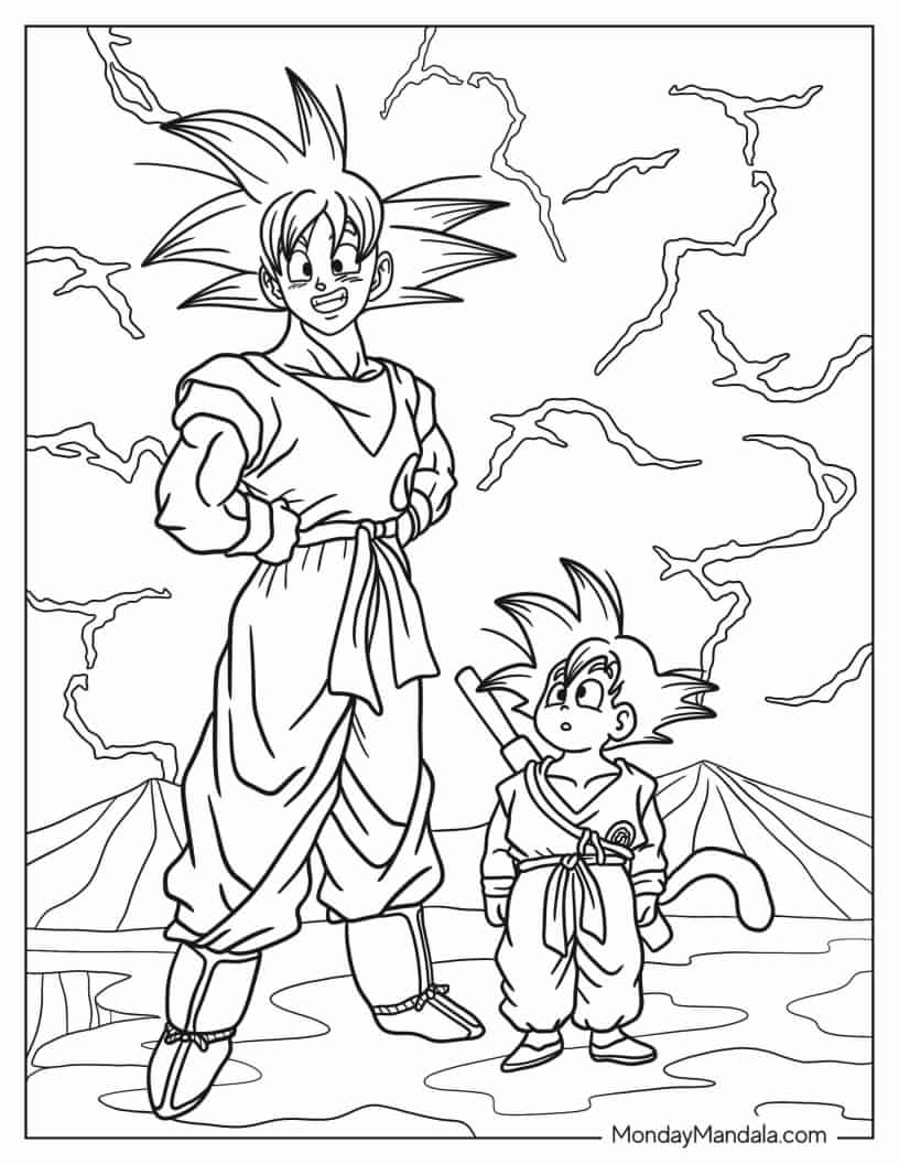 Çocuklar İçin Goku Boyama Sayfaları 