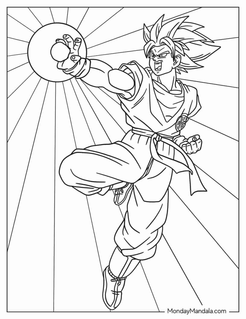 Çocuklar İçin Goku Boyama Sayfaları 