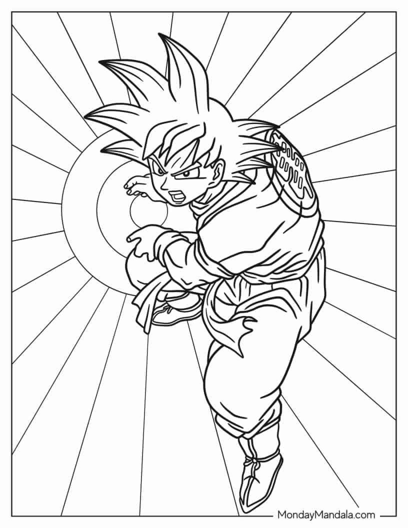 Çocuklar İçin Goku Boyama Sayfaları 
