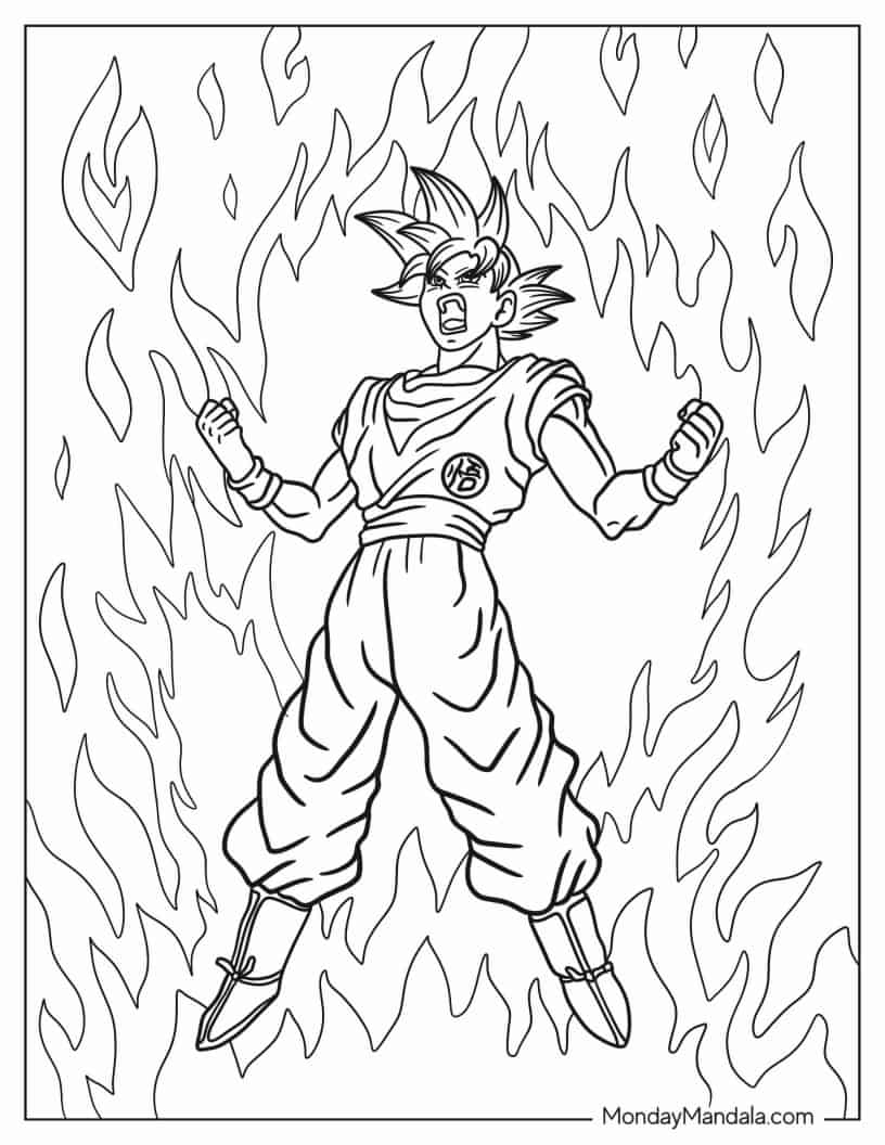 Çocuklar İçin Goku Boyama Sayfaları 