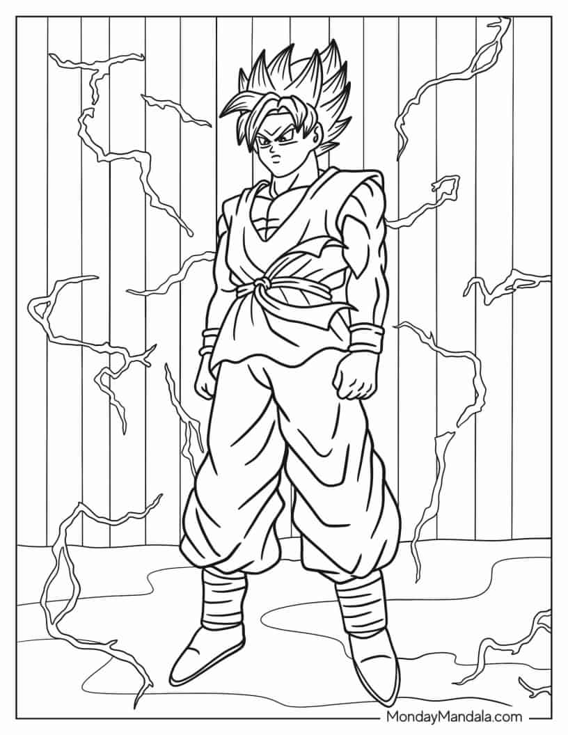 Çocuklar İçin Goku Boyama Sayfaları 