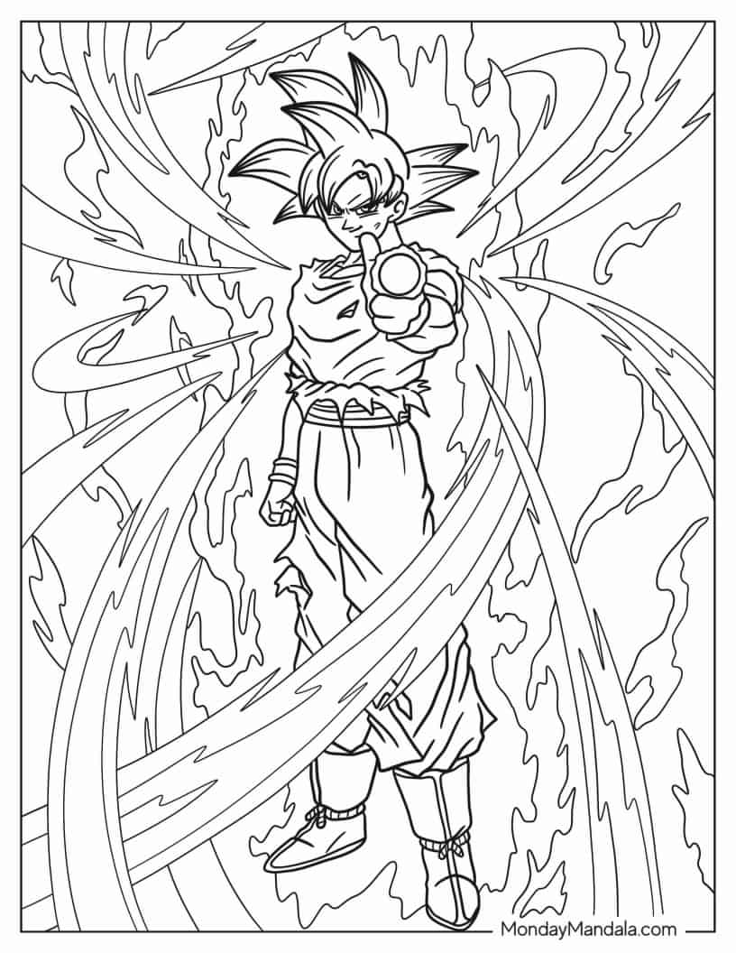 Çocuklar İçin Goku Boyama Sayfaları 
