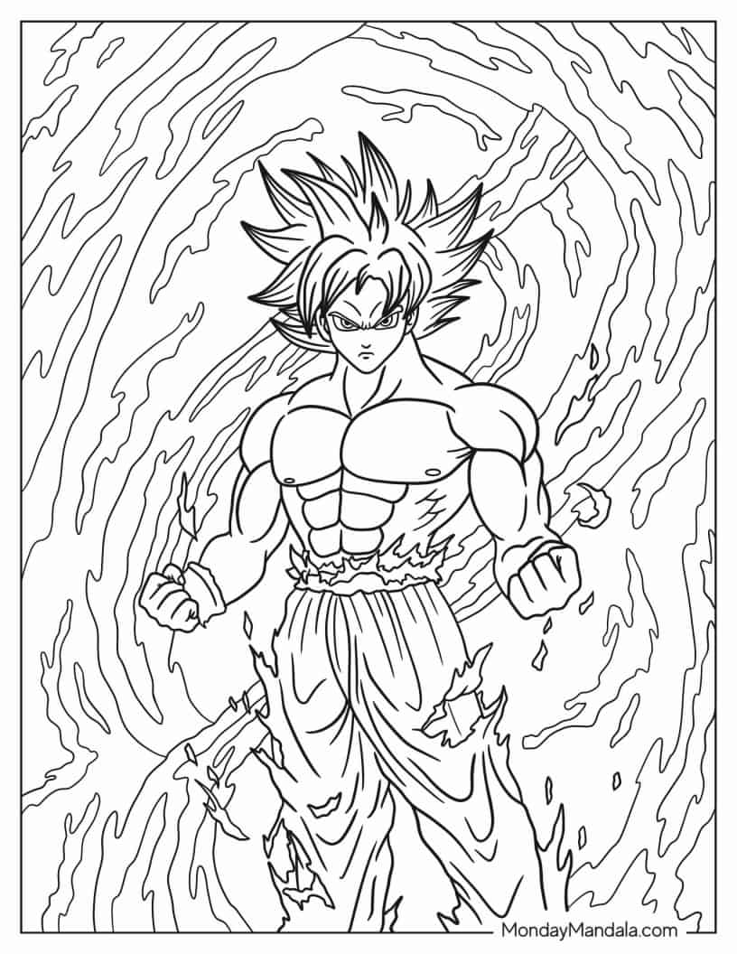 Çocuklar İçin Goku Boyama Sayfaları 