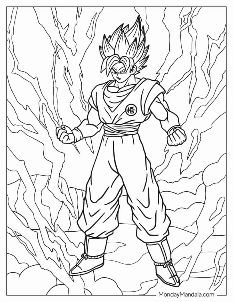 Çocuklar İçin Goku Boyama Sayfaları 