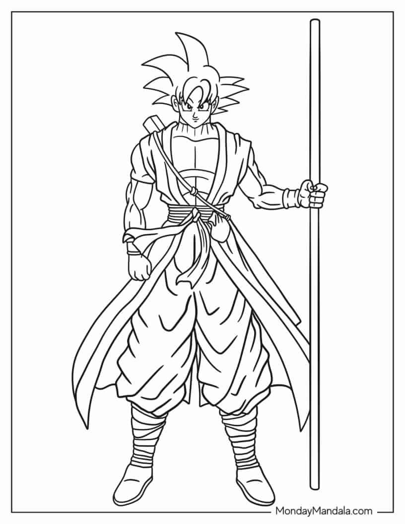 Çocuklar İçin Goku Boyama Sayfaları 