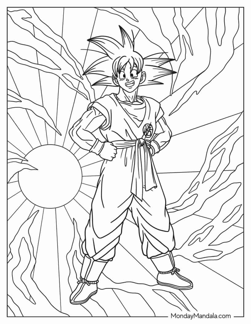 Çocuklar İçin Goku Boyama Sayfaları 