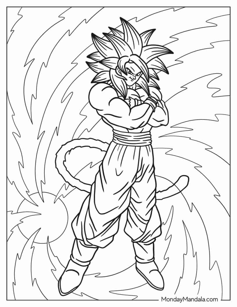 Çocuklar İçin Goku Boyama Sayfaları 