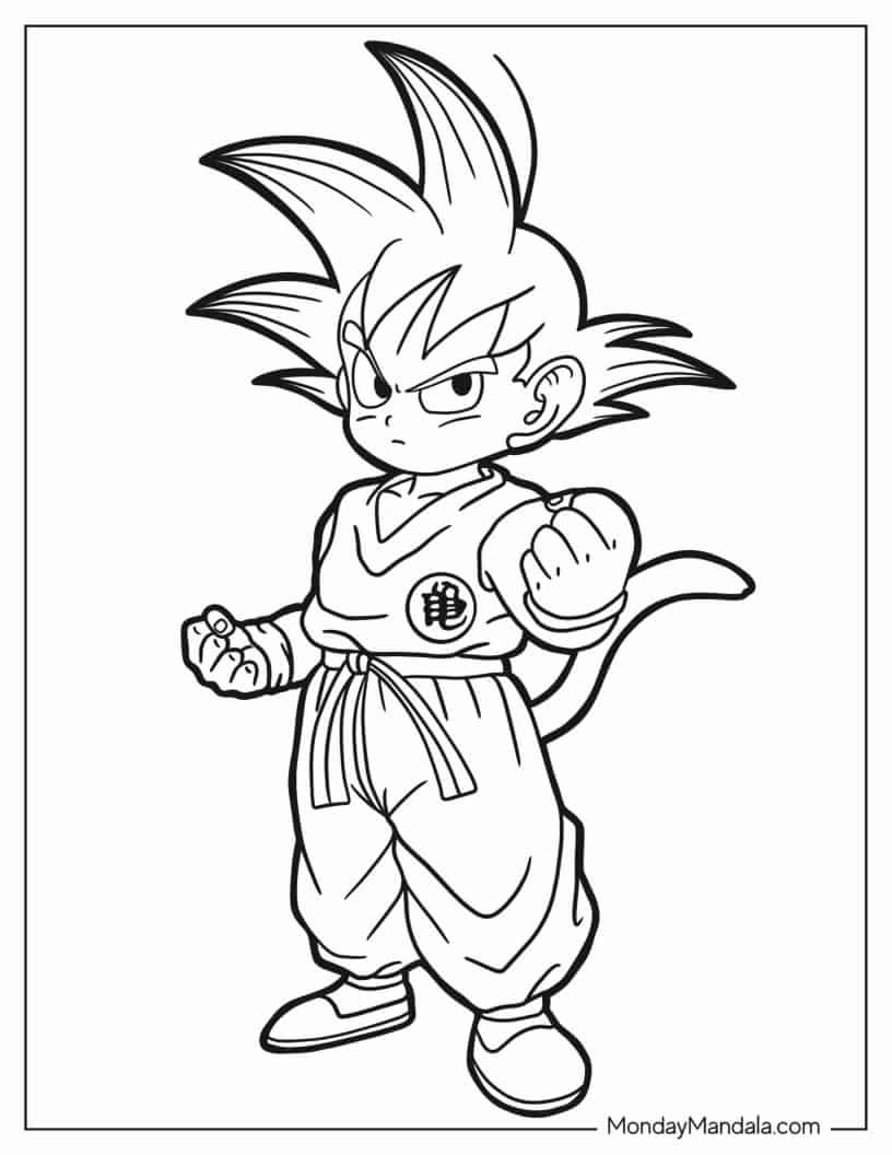 Çocuklar İçin Goku Boyama Sayfaları 