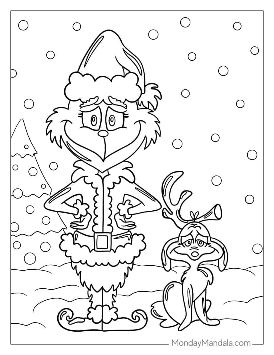 Çocuklar İçin Grinch Boyama Sayfaları 