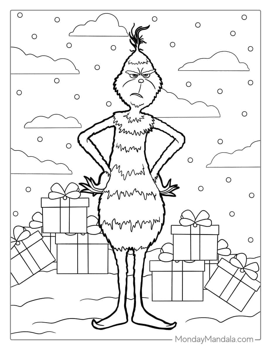 Çocuklar İçin Grinch Boyama Sayfaları 