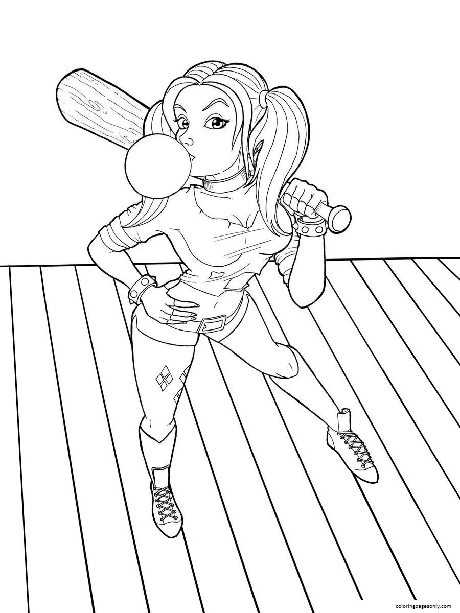 Çocuklar İçin Harley Quinn Boyama Sayfaları 