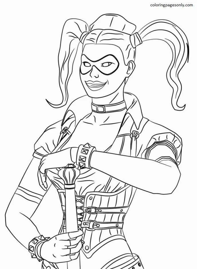 Çocuklar İçin Harley Quinn Boyama Sayfaları 