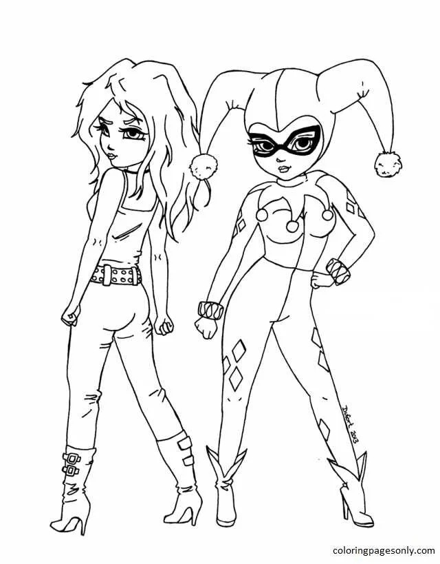 Çocuklar İçin Harley Quinn Boyama Sayfaları 