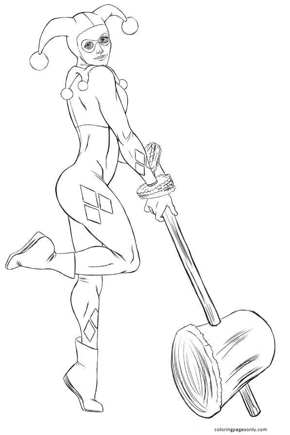 Çocuklar İçin Harley Quinn Boyama Sayfaları 